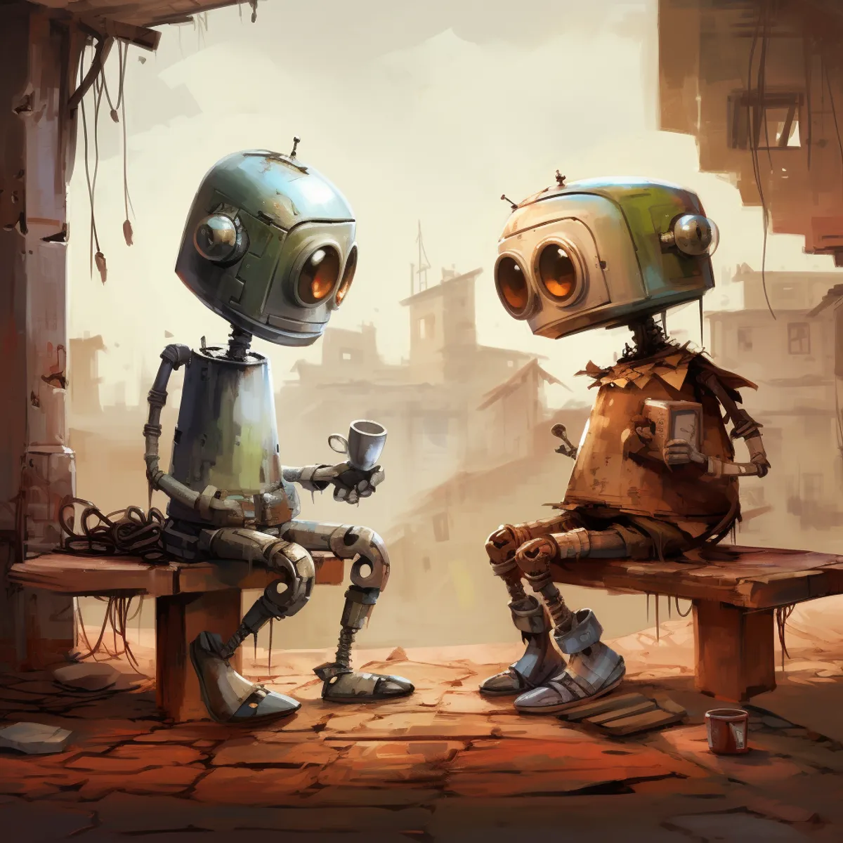 Two Robots Chating phill.ai 2 robots talking to each other in a made up languge cbe38512 ...